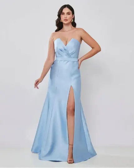 VESTIDO LONGO ZIBELINE TOMARA QUE CAIA BUSTO V DRAPEADO