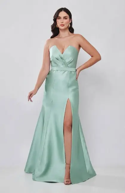 VESTIDO LONGO ZIBELINE TOMARA QUE CAIA BUSTO V DRAPEADO