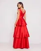 VESTIDO LONGO ZIBELINE DECOTE V CAMADAS