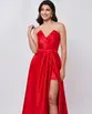 VESTIDO LONGO CETIM TOMARA QUE CAIA DECOTE V SAIA CURTA