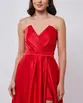 VESTIDO LONGO CETIM TOMARA QUE CAIA DECOTE V SAIA CURTA
