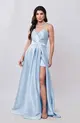 VESTIDO LONGO CETIM TOMARA QUE CAIA DECOTE V SAIA CURTA
