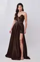 VESTIDO LONGO CETIM TOMARA QUE CAIA DECOTE V SAIA CURTA