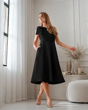 VESTIDO MIDI ZIBELINE UM OMBRO SÓ LAÇO NO OMBRO
