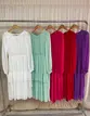 VESTIDO MIDI MANGA LONGA CREPE SAIA BABADOS