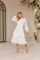 VESTIDO MIDI MANGA LONGA CREPE SAIA BABADOS
