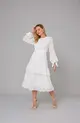 VESTIDO MIDI MANGA LONGA CREPE SAIA BABADOS