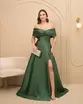 VESTIDO LONGO ZIBELINE OMBRO A OMBRO COM FENDA