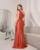 VESTIDO LONGO MALHA UM OMBO SÓ PLISSADO NO BUSTO COM FENDA