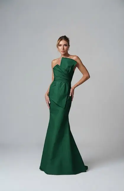 VESTIDO LONGO TAFETA DOBRADURA FRENTE