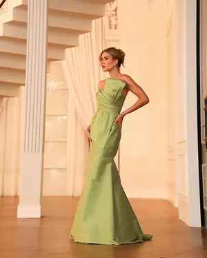 VESTIDO LONGO TAFETA DOBRADURA FRENTE