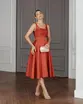 VESTIDO MIDI ZIBELINE DECOTE QUADRADO COM FAIXA