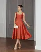 VESTIDO MIDI ZIBELINE DECOTE QUADRADO COM FAIXA