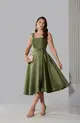 VESTIDO MIDI ZIBELINE DECOTE QUADRADO COM FAIXA