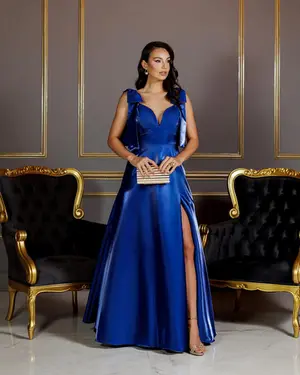 VESTIDO LONGO ZIBELINE GLOW ALÇA COM LAÇO COM FENDA