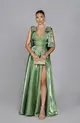 VESTIDO LONGO ZIBELINE GLOW ALÇA COM LAÇO COM FENDA