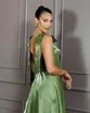 VESTIDO LONGO ZIBELINE GLOW ALÇA COM LAÇO COM FENDA