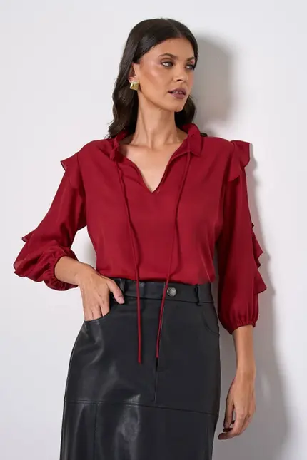 BLUSA EM CREPE MUSSELINE