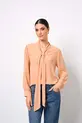 CAMISA DE MANGA LONGA COM AMARRAÇÃO NA FRENTE EM CHIFFON
