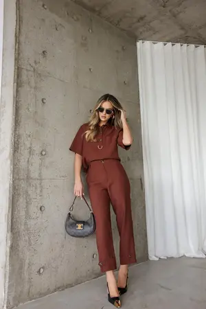 CONJUNTO BLUSA E CALÇA DE CINTURA ALTA EM VISCOSE SENSORIALE