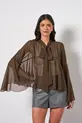 BLUSA DE MANGA LONGA COM AMARRAÇÃO EM CHIFFON SILK TOUCH
