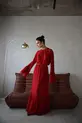 CONJUNTO BLUSA COM BABADO E SAIA EM CHIFFON SILK TOUCH