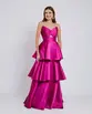 VESTIDO LONGO ZIBELINE TQC ABERTO NO BUSTO SAIA CAMADAS