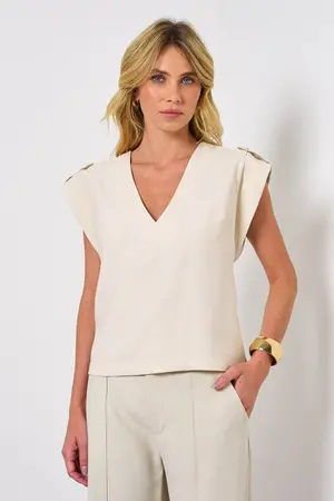 BLUSA COM DECOTE V EM VISCOSE SENSORIALE