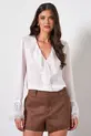 BLUSA COM DECOTE V EM CREPE MUSSELINE