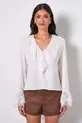 BLUSA COM DECOTE V EM CREPE MUSSELINE