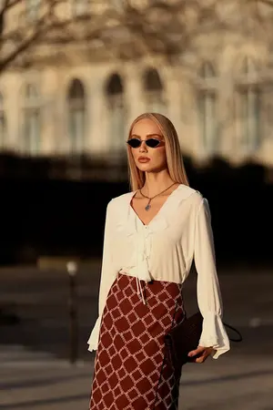 BLUSA DE MANGA LONGA EM CREPE MUSSELINE