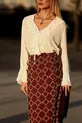 BLUSA DE MANGA LONGA EM CREPE MUSSELINE