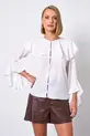 BLUSA COM BABADO EM CREPE MUSSELINE