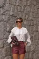 BLUSA COM BABADO EM CREPE MUSSELINE