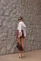 BLUSA COM BABADO EM CREPE MUSSELINE