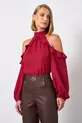 BLUSA COM BABADO EM CREPE MUSSELINE