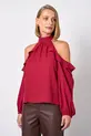 BLUSA COM BABADO EM CREPE MUSSELINE