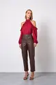 BLUSA COM BABADO EM CREPE MUSSELINE