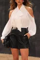 BLUSA COM FRANJA EM CREPE MUSSELINE
