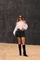 BLUSA COM FRANJA EM CREPE MUSSELINE