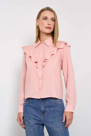 CAMISA COM BABADO EM CAMBRAIA LANAI