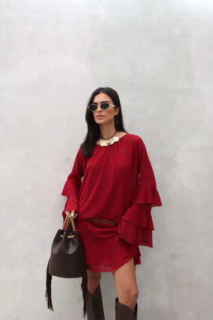 VESTIDO CURTO EM CHIFFON SILK TOUCH