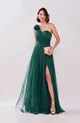 VESTIDO LONGO TULE UM OMBRO COM FLOR N0 OMBRO