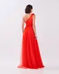 VESTIDO LONGO TULE UM OMBRO COM FLOR N0 OMBRO