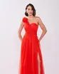 VESTIDO LONGO TULE UM OMBRO COM FLOR N0 OMBRO