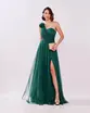 VESTIDO LONGO TULE UM OMBRO COM FLOR N0 OMBRO