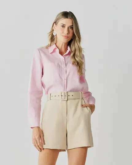 CAMISA LINHO MANGA LONGA COM BOLSO
