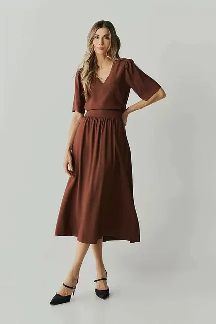 CONJUNTO ALFAIATARIA VISCOSE SAIA MIDI BLUSA DEC V