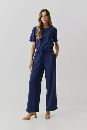 CONJUNTO ALFAIATARIA VISCOSE CALÇA ELASTICO BLUSA BASICA