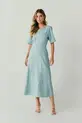 VESTIDO MIDI LINHO  RECORTES COM VIVO